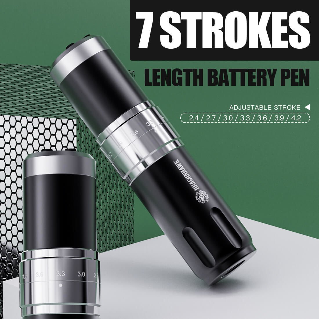 Dragonhawk Fold 3 Wireless Double Battery Tattoo Pen Ayarlanabilir Stroke 2.4 - 4.2 mm