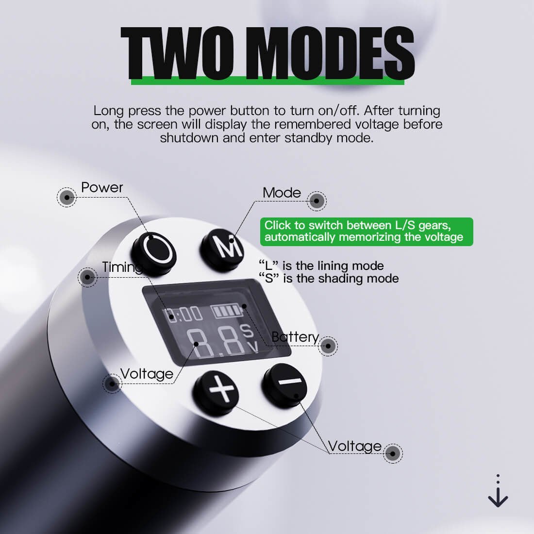 Dragonhawk Fold 3 Wireless Double Battery Tattoo Pen Ayarlanabilir Stroke 2.4 - 4.2 mm