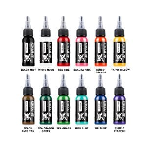 Kokkai Sumi Ink 12 Color Set 12x1 oz (30 ml) Ana Renk Dövme Boyası Seti