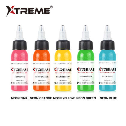 Xtreme Ink Neon Set 5x1 oz (30 ml) Parlak Renkler Dövme Boya Seti