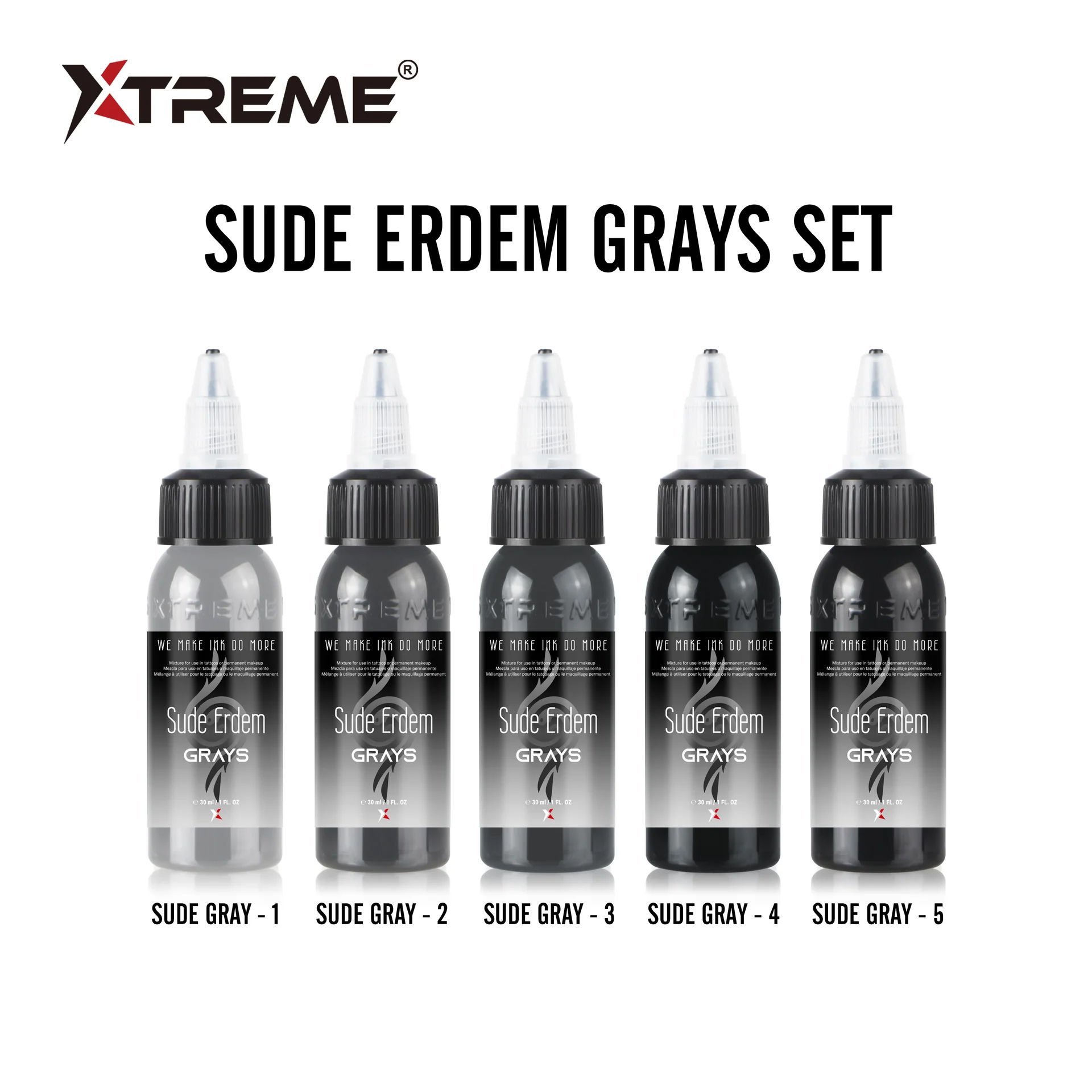 Xtreme Ink Sude Erdem Gray Set 5 Color X 1  Oz