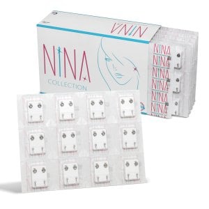 Nina Beyaz Mini Taşlı Kulak Delim Küpesi-12'li