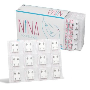 Nina Beyaz Mini Taşsız Kulak Delim Küpesi-12'li