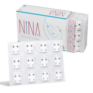 Nina Beyaz Orta Taşsız Kulak Delim Küpesi-12'li