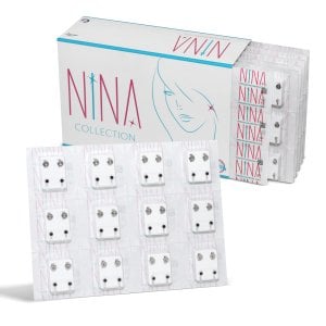 Nina Siyah Taşlı Orta Kulak Delim Küpesi-12'li