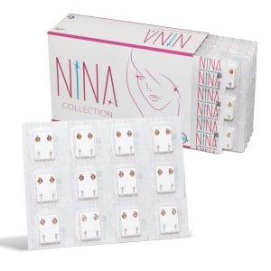 Nina Rose Mini Taşlı Kulak Delim Küpesi-12'li