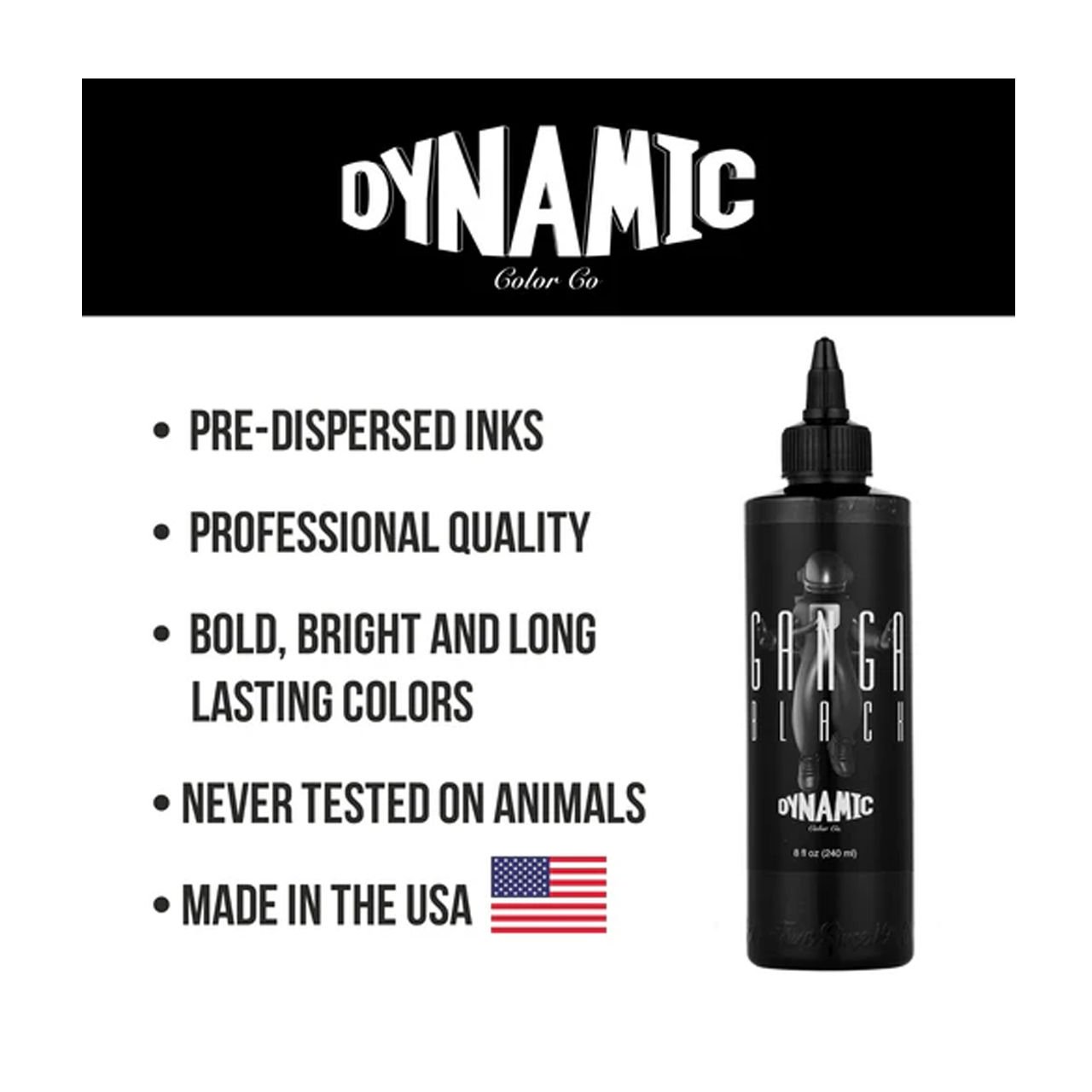 Dynamic Ganga Black 8 oz (240ml) Siyah Dövme Boyası  REACH UYUMLU