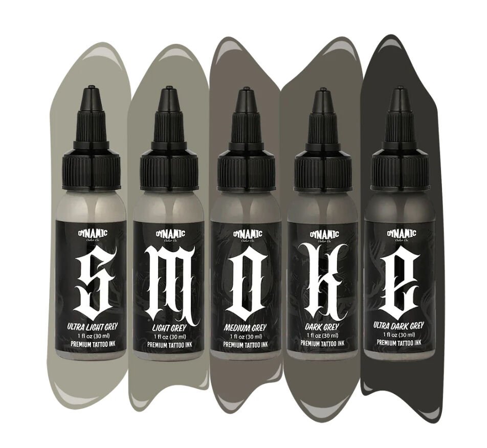 Dynamic Smoke Opaque Greys Set 5X1 oz Set - Gri Dövme Boyası Seti