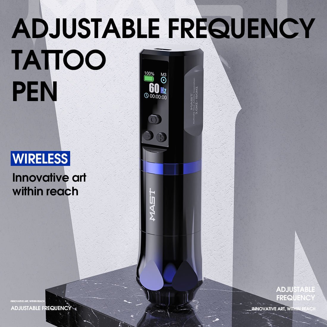 Mast Hertz Wireless Tattoo Pen Ayarlanabilir Dövme Makinesi 3.5 mm