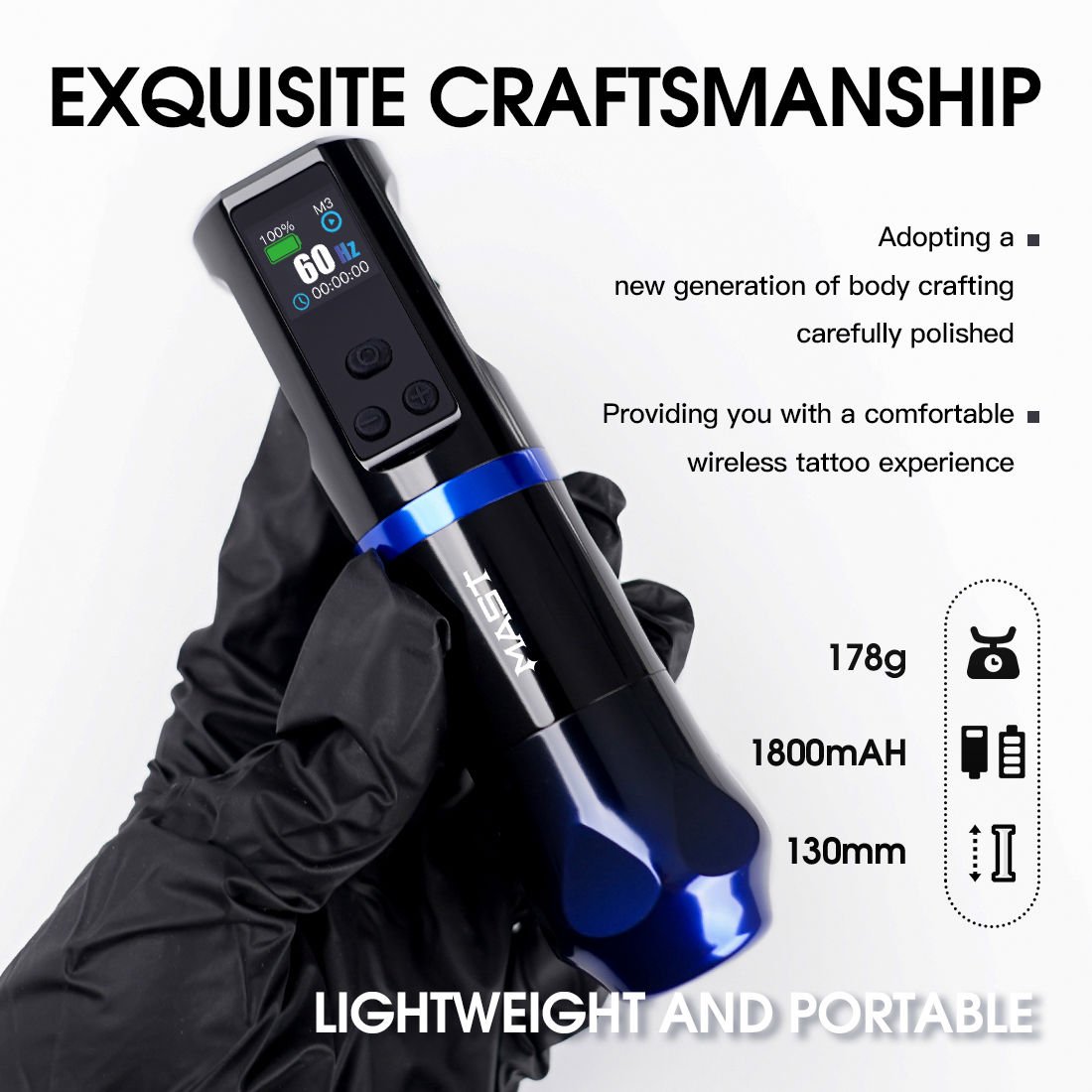 Mast Hertz Wireless Tattoo Pen Ayarlanabilir Dövme Makinesi 3.5 mm