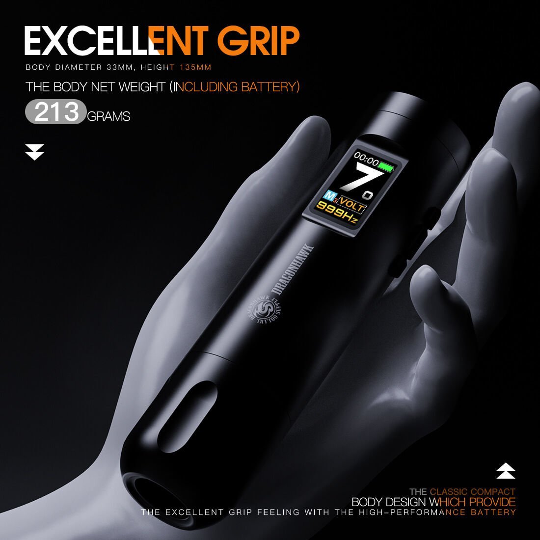 Dragonhawk X7 Wireless Tattoo Pen 3.5 mm Stroke