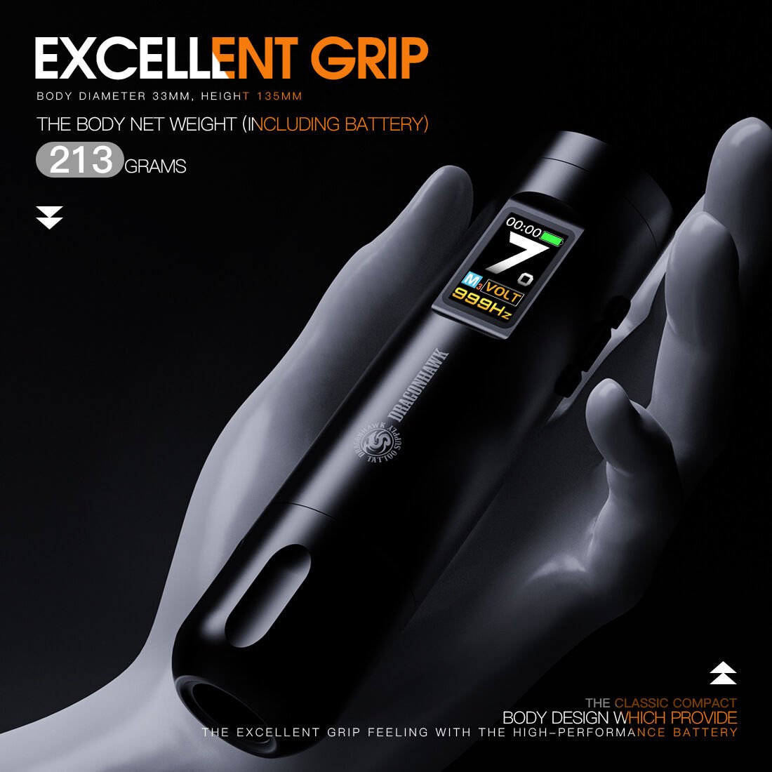 Dragonhawk X7 Wireless Tattoo Pen 3.5 mm Stroke Kablosuz Dövme Makinesi