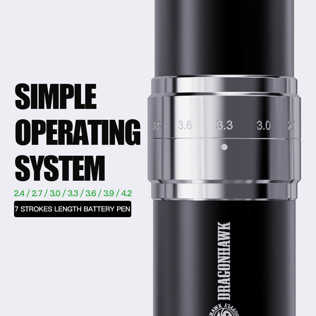Dragonhawk Fold 3 Wireless Tattoo Pen Ayarlanabilir Stroke 2.4 - 4.2 mm