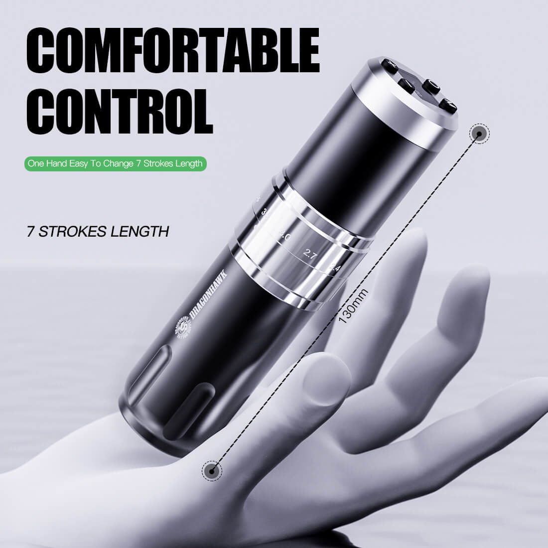Dragonhawk Fold 3 Wireless Tattoo Pen Ayarlanabilir Stroke 2.4 - 4.2 mm