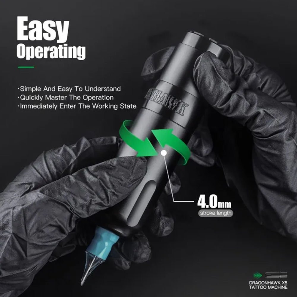 Dragonhawk X5 Wireless Tattoo Pen 4.0 mm Kablosuz Dövme Makinesi
