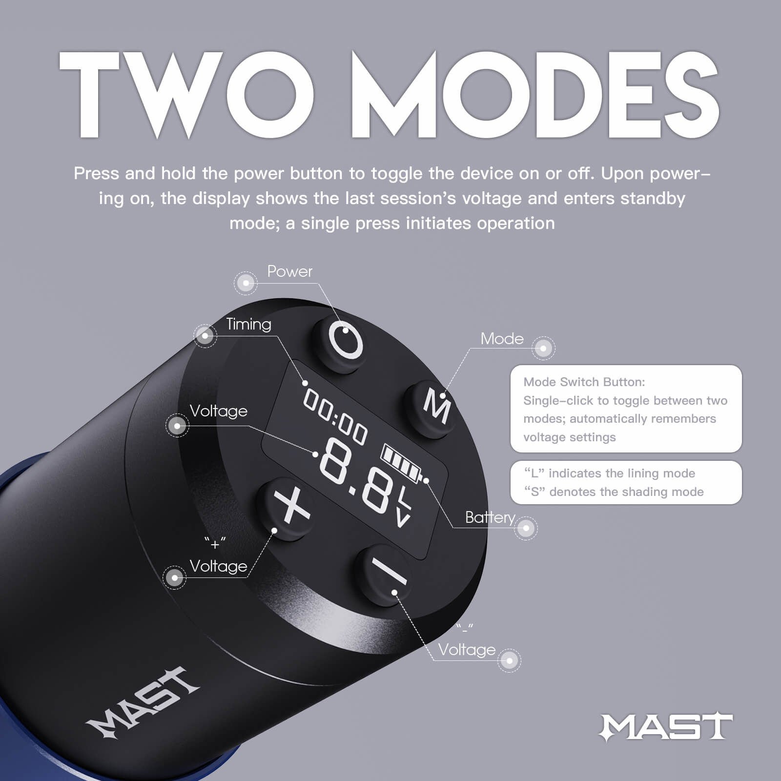 Mast A3 Wireless Tattoo Pen 3.5 mm Stroke