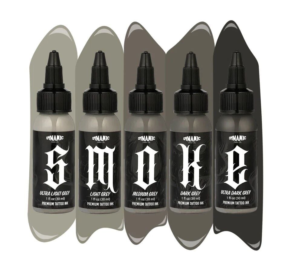 Dynamic Smoke Opaque Greys Set 5X4 oz Set - Gri Dövme Boyası Seti