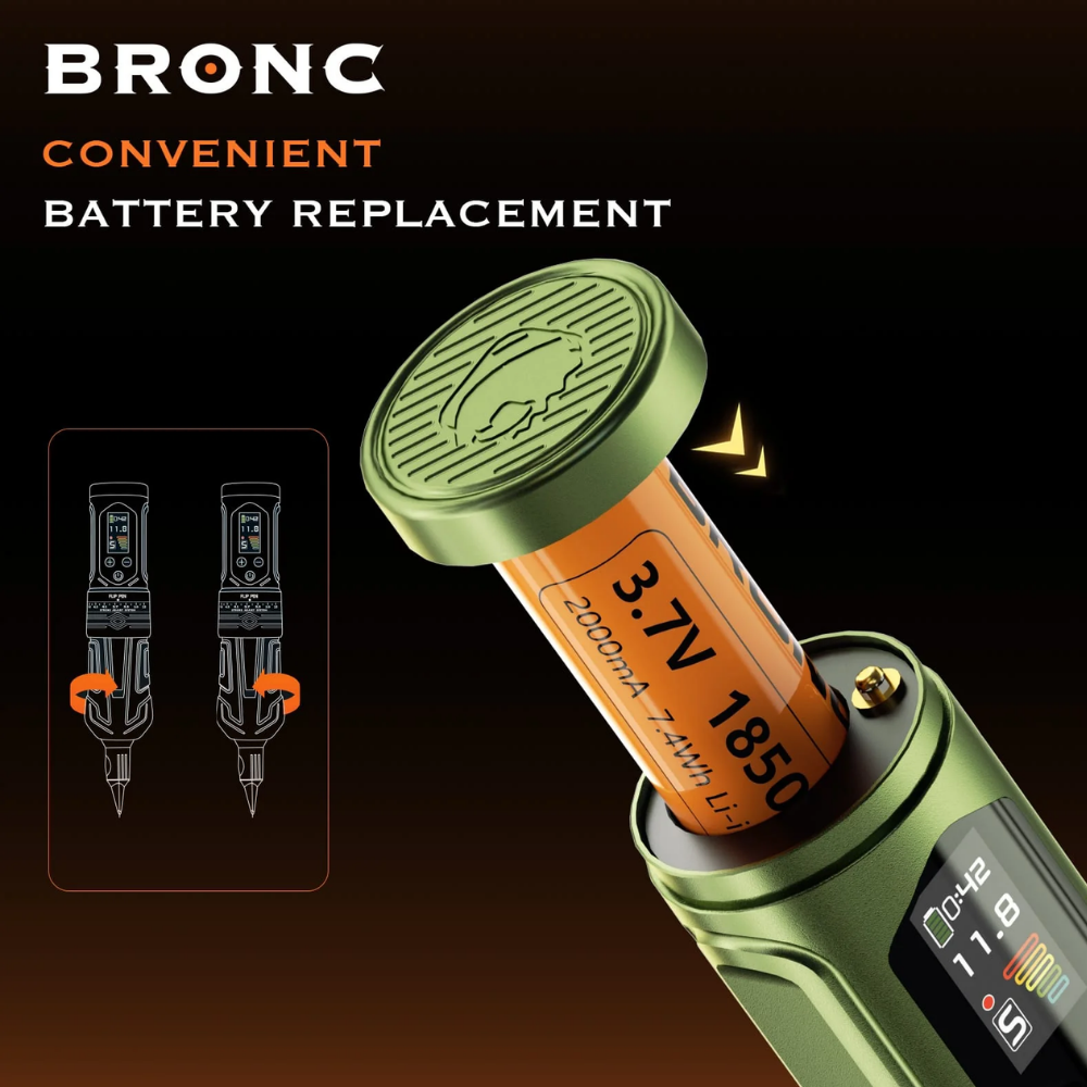 Bronc X2 Neo Adjustable Wireless Tattoo Pen 2.5 - 5.0 mm Stroke | Siyah Renk