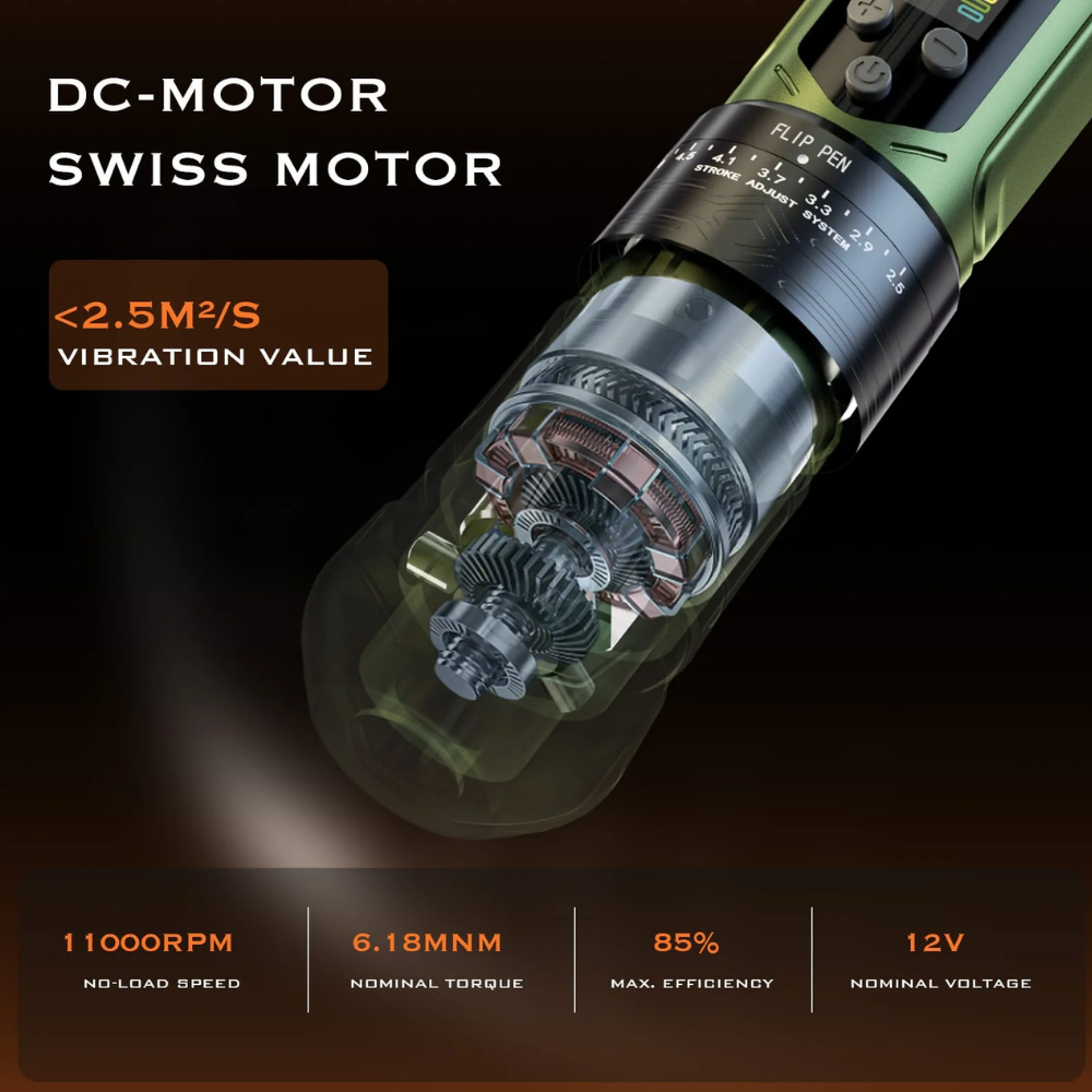 Bronc X2 Neo Adjustable Wireless Tattoo Pen 2.5 - 5.0 mm Stroke | Siyah Renk