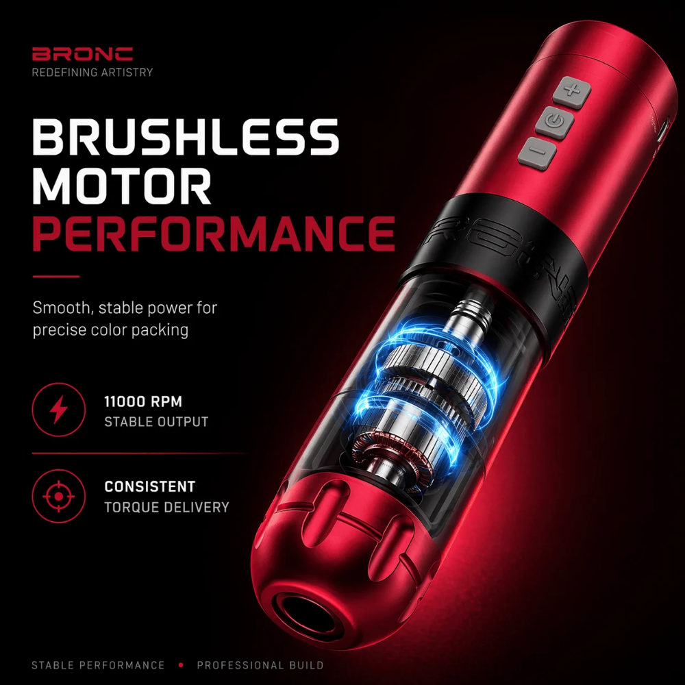 Bronc Thorn Wireless Tattoo Pen 4.0 mm Stroke Kablosuz Dövme Makinesi | Siyah Renk