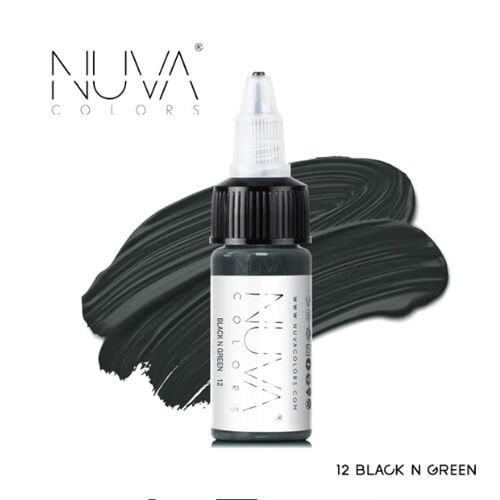 Nuva Colors PMU Black n Green Eyeliner Göz Kalıcı Makyaj Boyası 15 ml