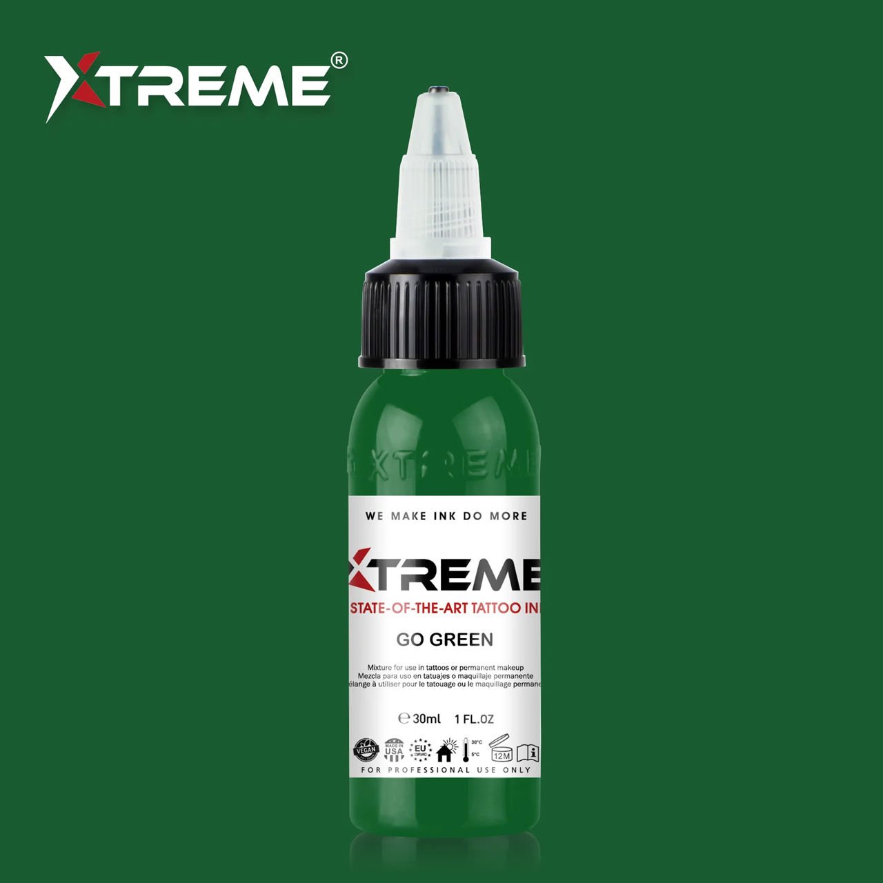 Xtreme Ink Go Green 1/2 oz (15 ml) Yeşil Dövme Boyası
