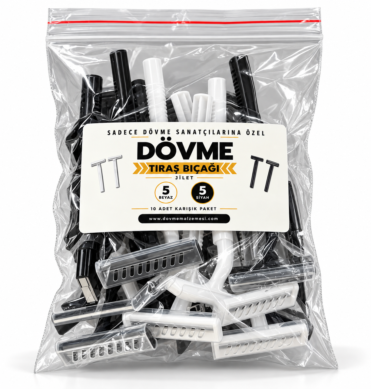 Dövme Tıraş Bıçağı - Jilet - 10 Adet - Siyah&Beyaz