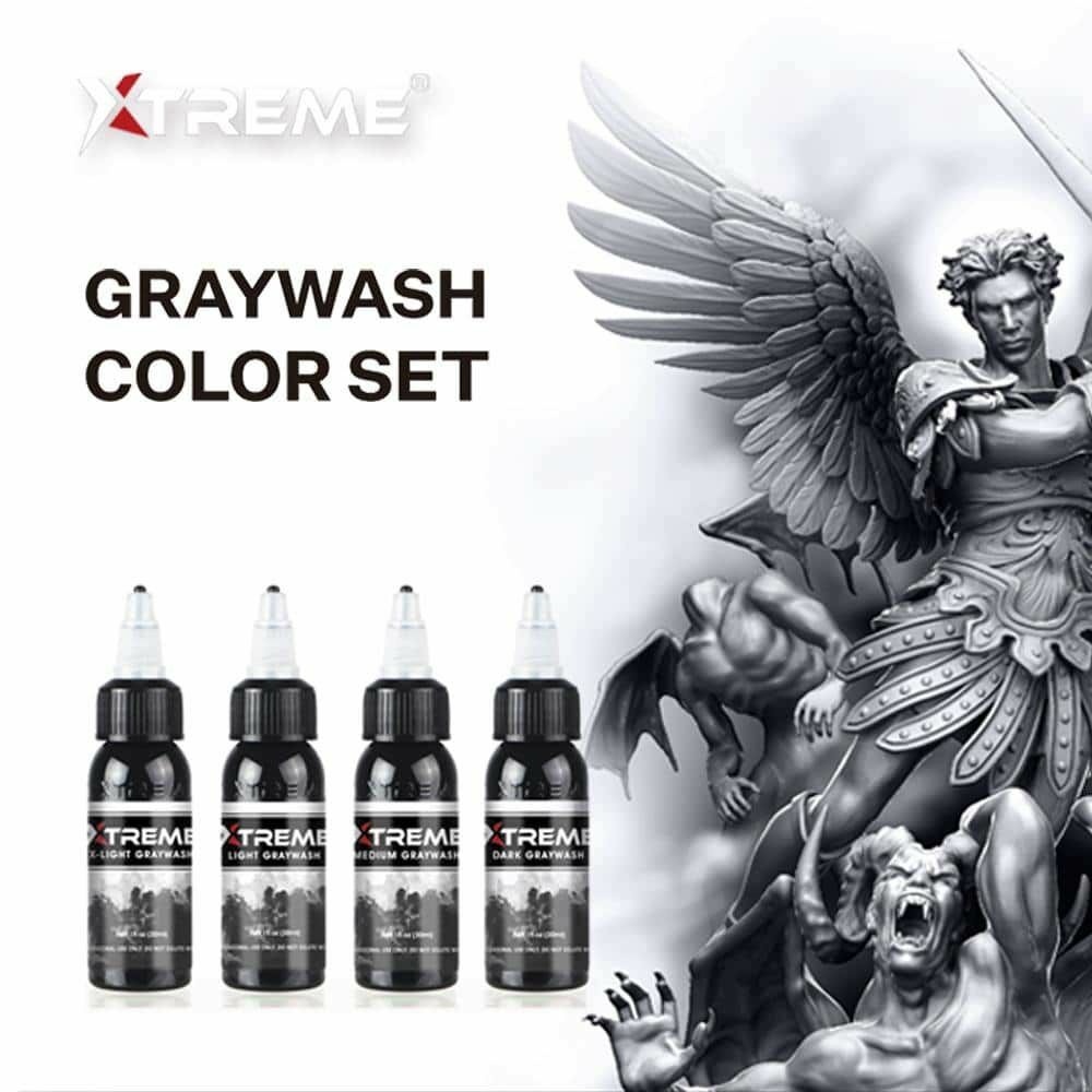 Xtreme Ink GrayWash Set 4x2 oz (60 ml) Gri Gölge Dövme Boya Seti