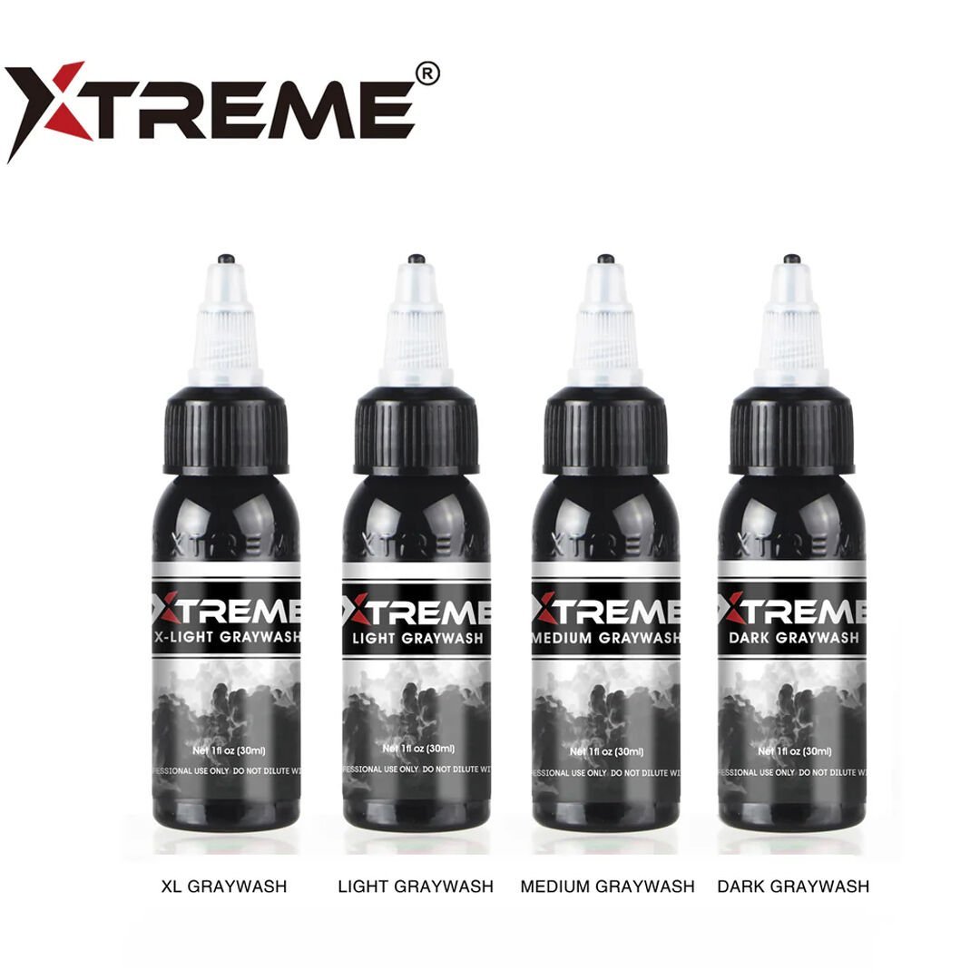 Xtreme Ink GrayWash Set 4x2 oz (60 ml) Gri Gölge Dövme Boya Seti