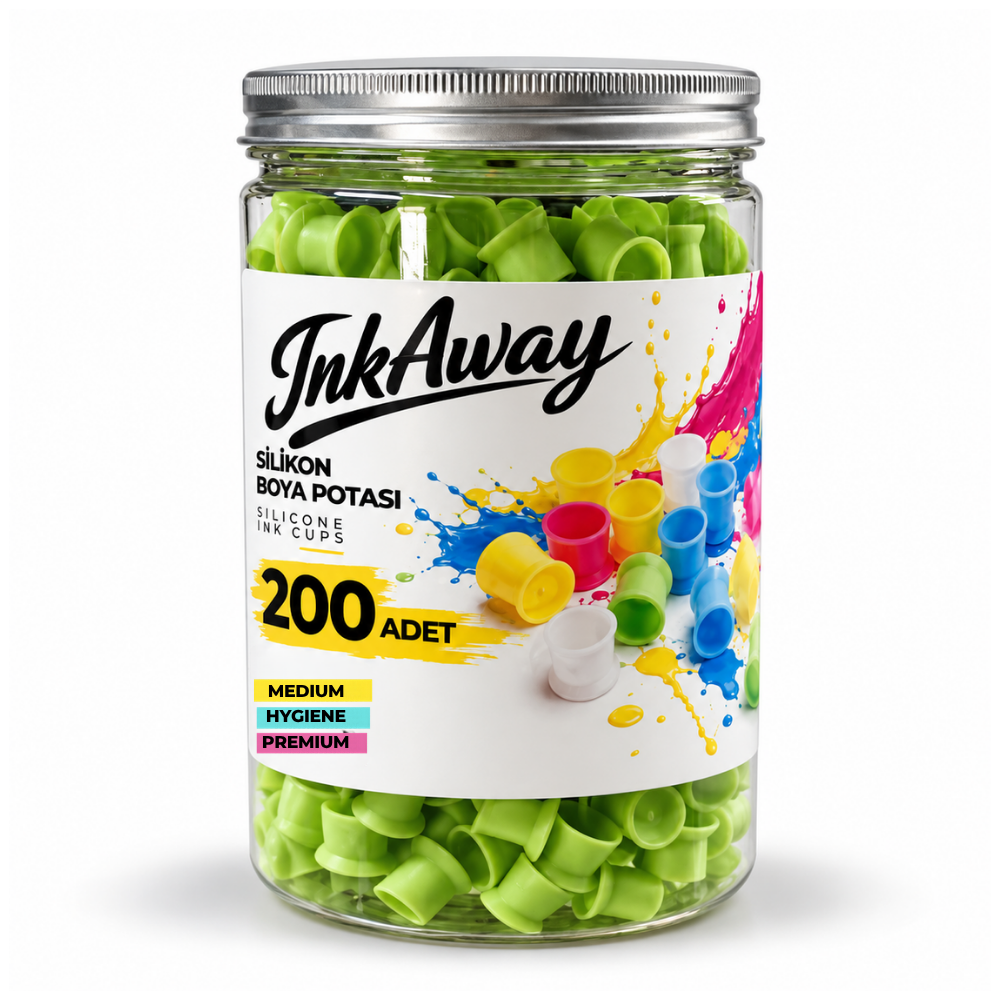 Inkaway Dövme Silikon Boya Potası - Medium - 200 Adet -  Yeşil Renk