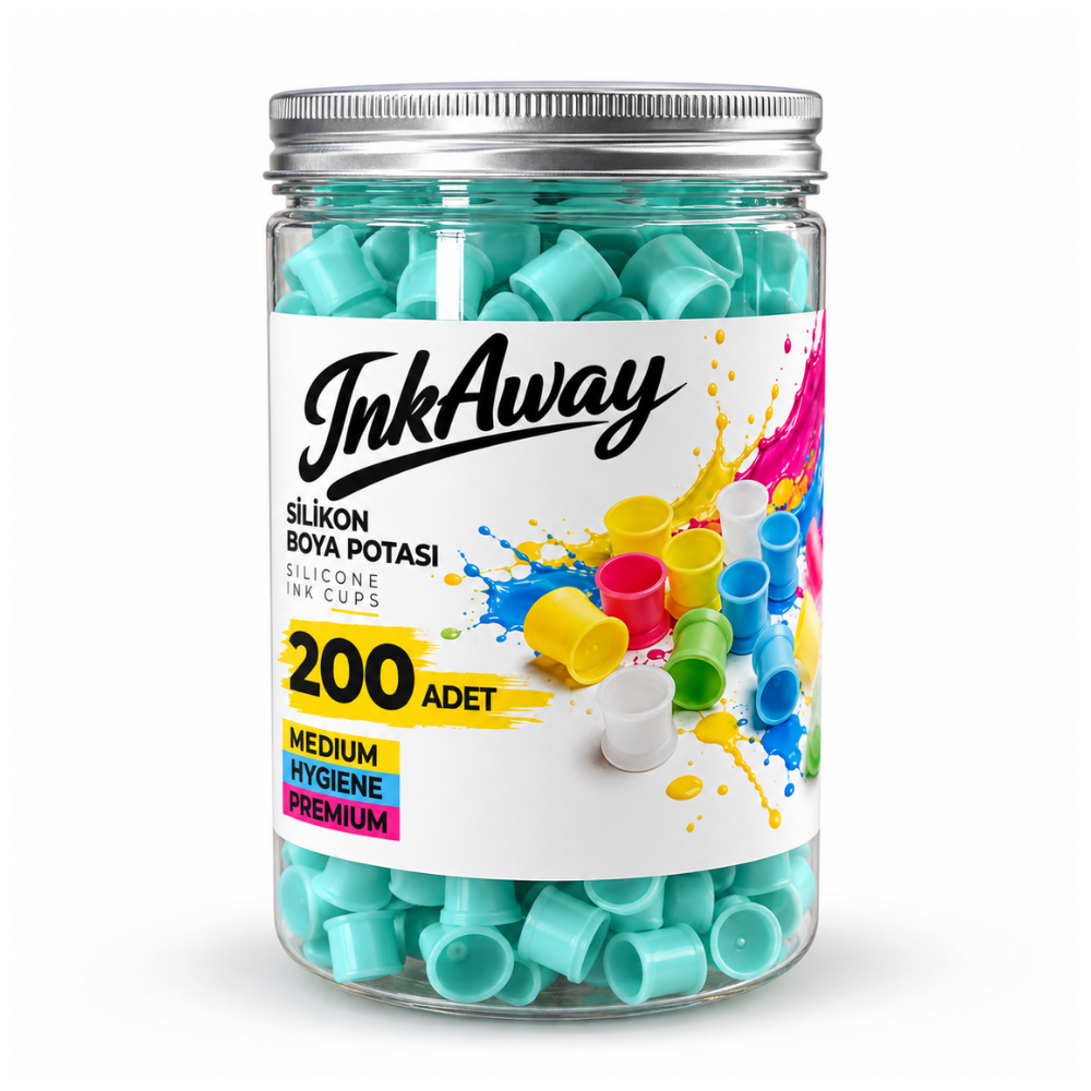 Inkaway Dövme Silikon Boya Potası - Medium - 200 Adet -  Turkuaz Renk