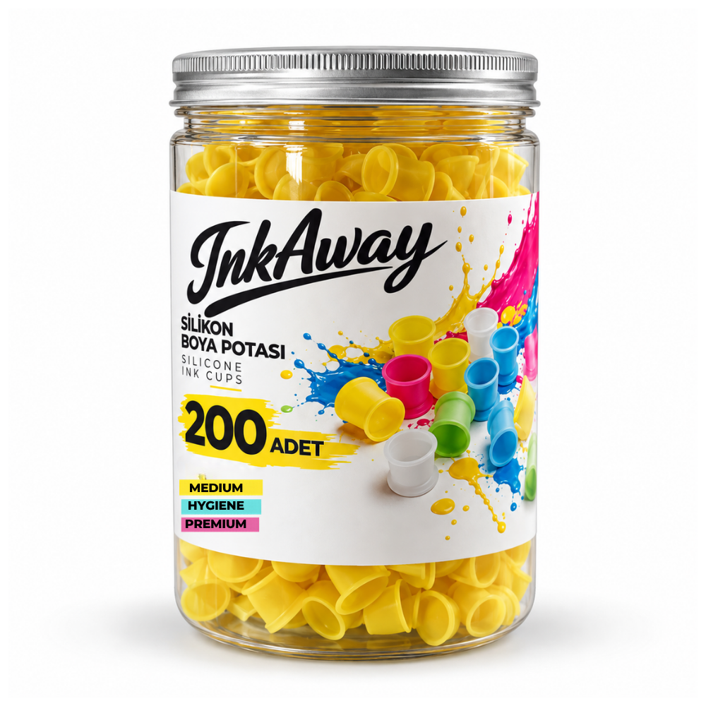 Inkaway Dövme Silikon Boya Potası - Medium - 200 Adet -  Sarı Renk