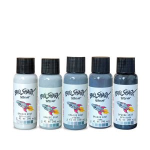 Big Shark Opaque Grey Set 60 ML - 2 Oz Tattoo Ink - Gri Dövme Boyası Seti