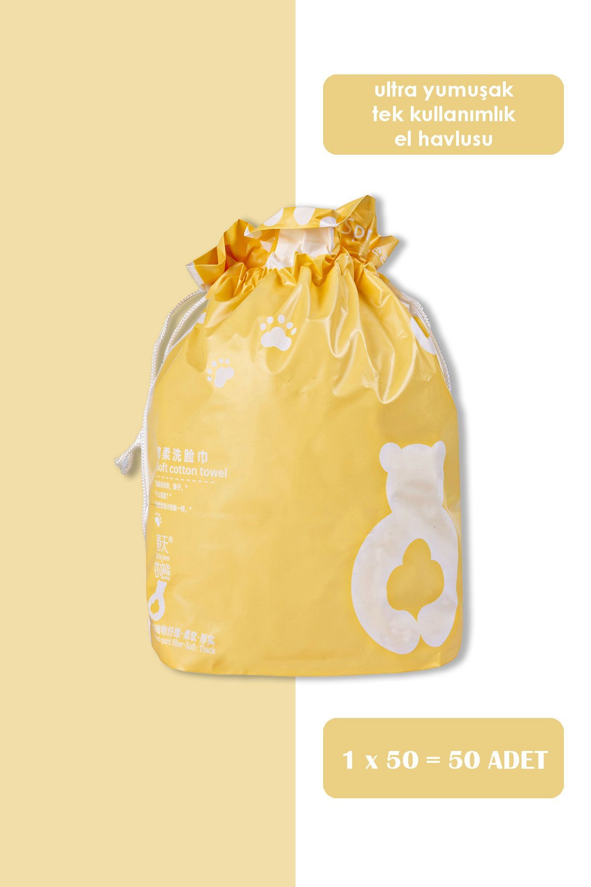 Spring Bear Soft Cotton Towel Roll 50 Yaprak