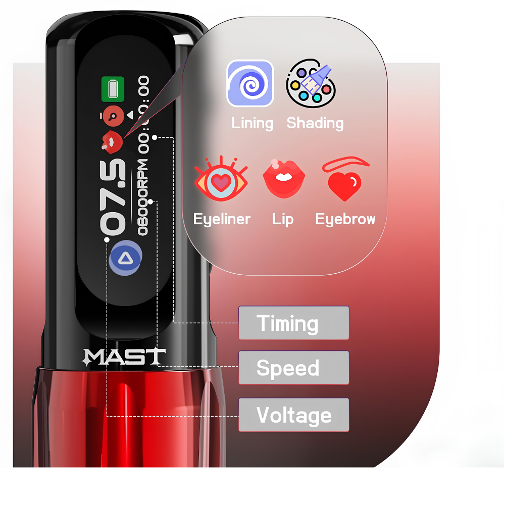Mast Tour 2 Pro 2.8 mm. Stroke Double Battery Dövme Ve PMU Kalıcı Makyaj Makinesi