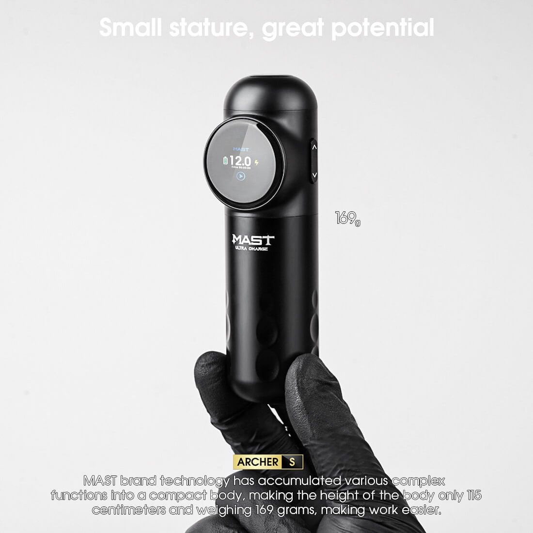 Mast Archer S Wireless Tattoo Pen 4.2 mm Stroke Kablosuz Ultra Hızlı Şarj Siyah Dövme Makinesi