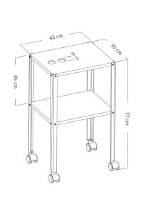 Tattica 2 Katlı Tekerlekli Set-Up Dövme Masası - Metal Kasa - Siyah Renk