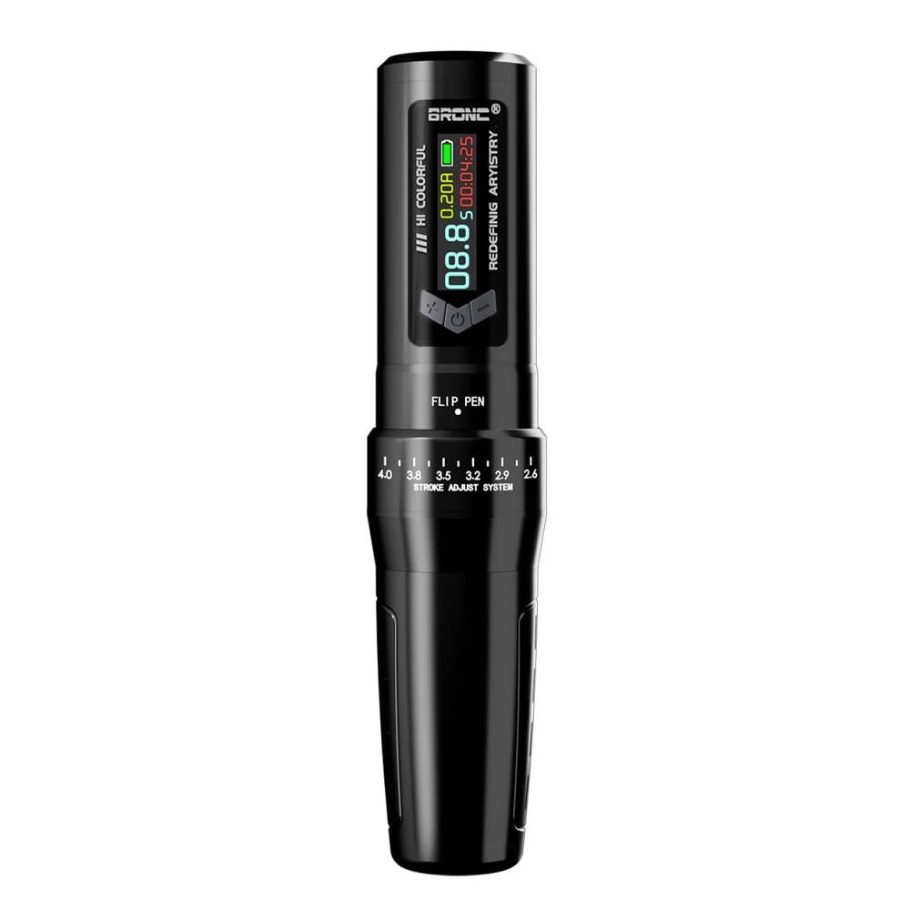 Bronc Siren Adjustable Wireless Tattoo Pen | Kablosuz Ayarlanabilir 2.6 mm - 4.0 mm Stroke Dövme Makinesi Siyah Renk