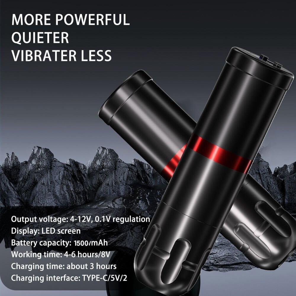 Big Wasp Eco V75 Wireless Tattoo Pen 3.5 mm Stroke Kablosuz Dövme Makinesi Siyah Renk