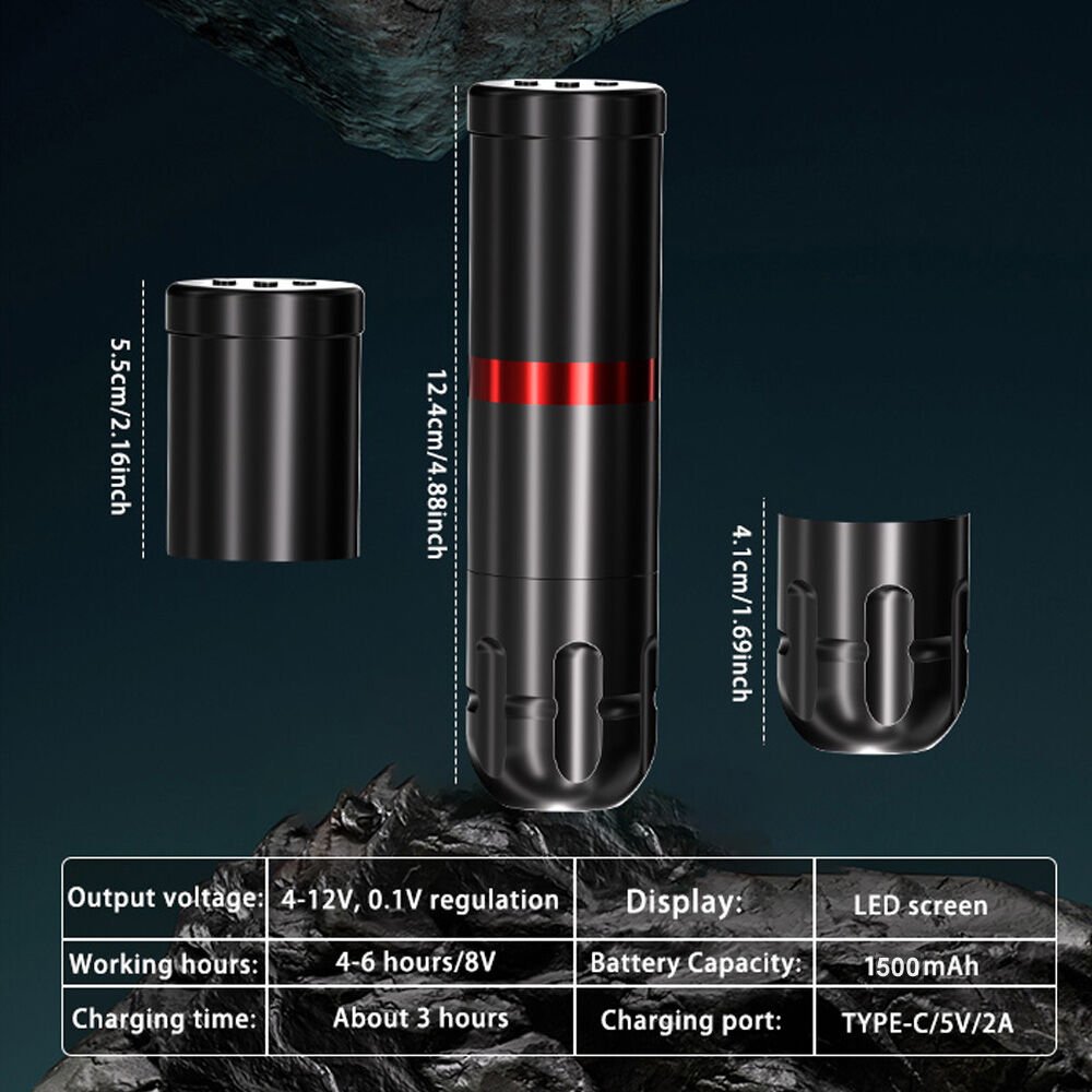 Big Wasp Eco V75 Wireless Tattoo Pen 3.5 mm Stroke Kablosuz Dövme Makinesi Siyah Renk