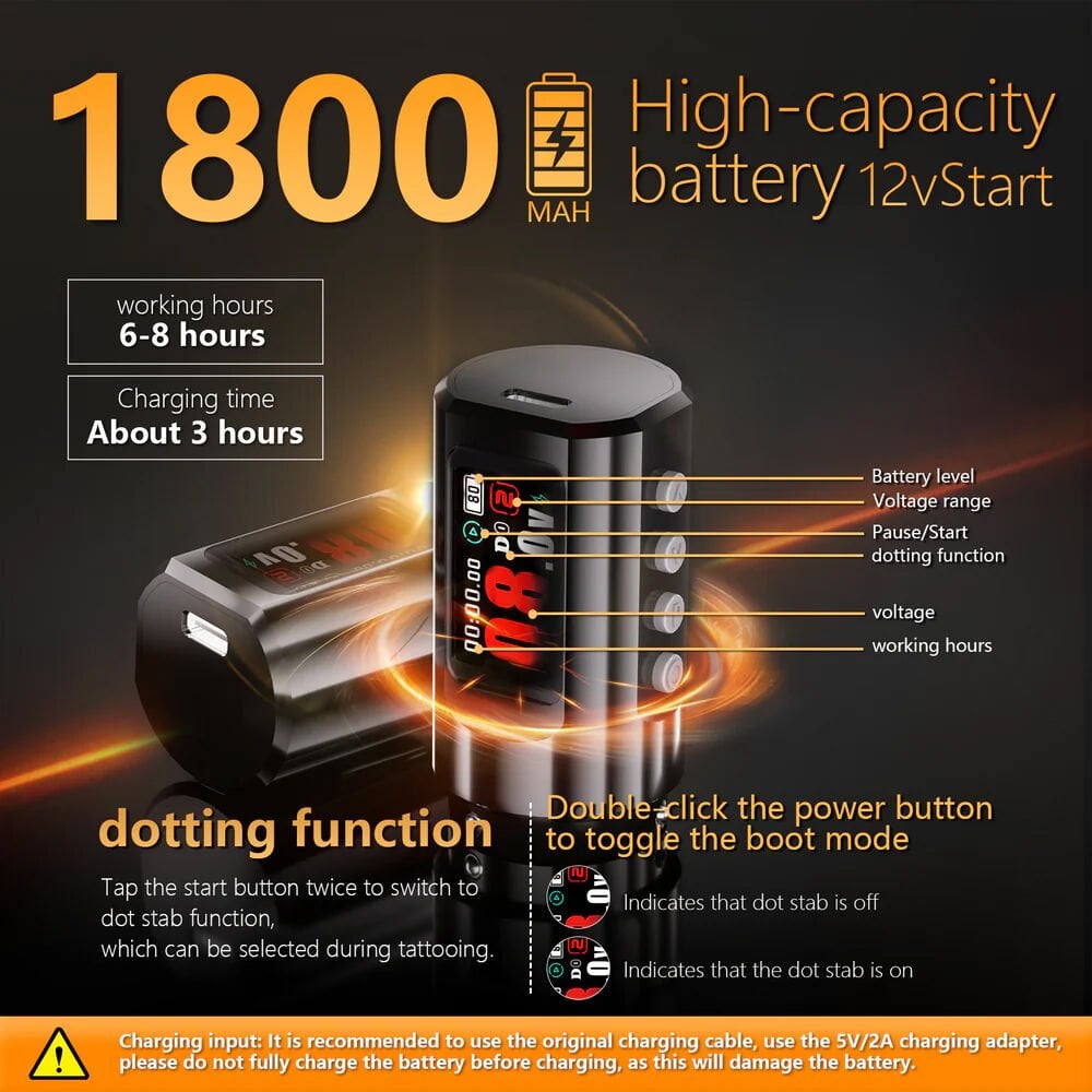 Big Wasp Eco V79 Wireless Adjustable Stroke 2.0 mm - 4.2 mm Tattoo Pen Kablosuz Ayarlanabilir Stroke Siyah Renk Dövme Makinesi