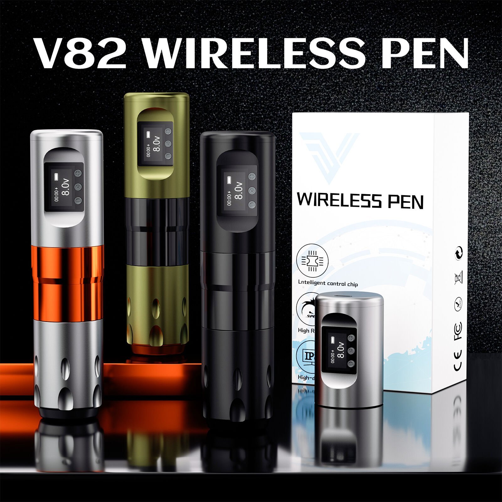 Big Wasp Eco V82 Wireless Adjustable 2.0 mm - 4.2 mm Tattoo Pen | Kablosuz Ayarlanabilir Stroke Siyah Renk Dövme Makinesi