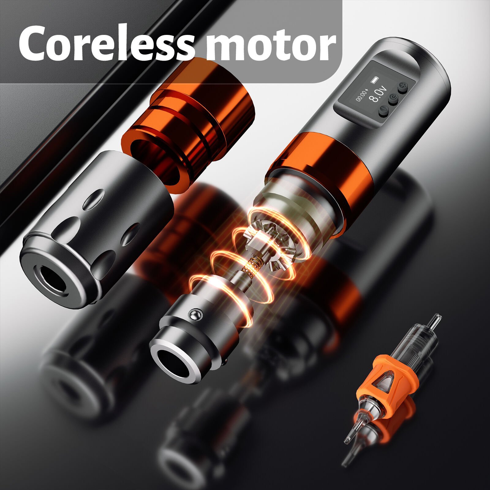 Big Wasp Eco V82 Wireless Adjustable 2.0 mm - 4.2 mm Tattoo Pen | Kablosuz Ayarlanabilir Stroke Siyah Renk Dövme Makinesi