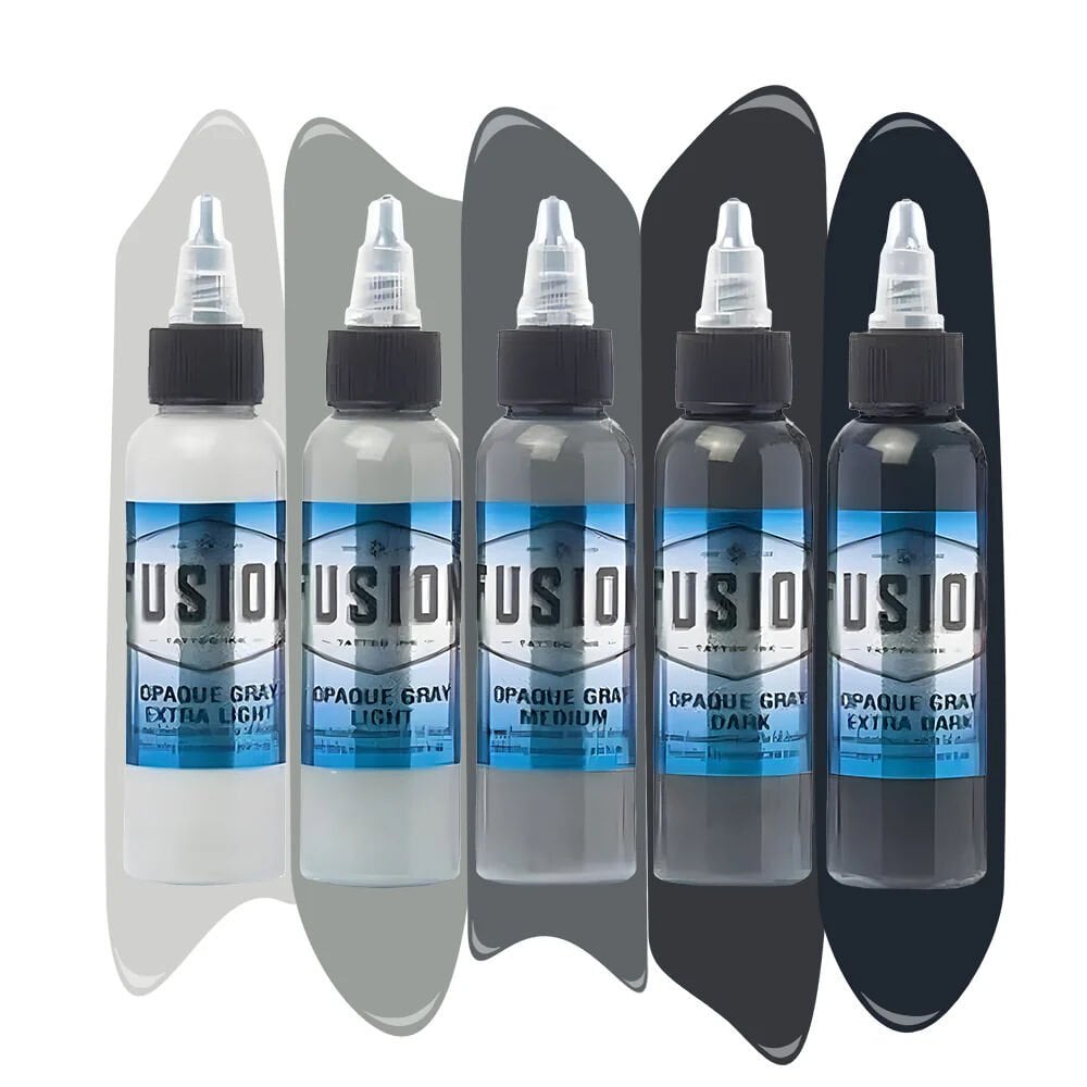 Fusion Opaque Grey Set 5X4 oz Gri Dövme Boyası Seti