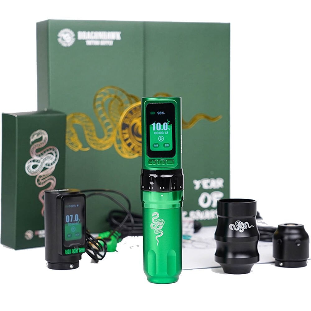 Dragonhawk Fold Pro Year of the Snake Wireless Adjustable 2.4 mm - 4.2 mm Stroke Tattoo Pen Set