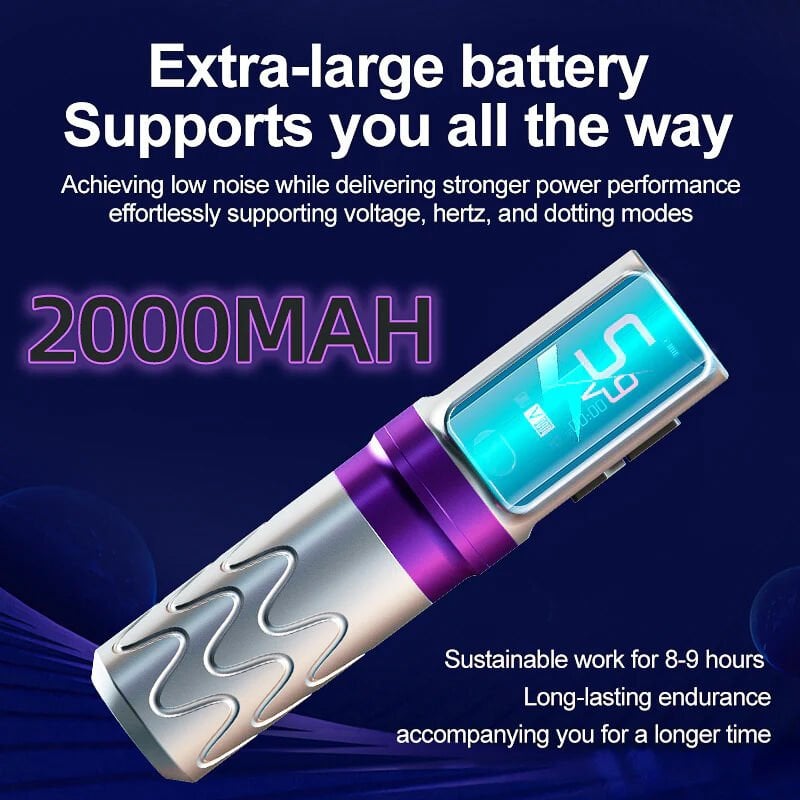 OG Produce Jason Ramos Exclusive Edition Pioneer Fury I 4.0 mm Stroke Kablosuz Dövme ve Saç Simülasyon Makinesi Mor Renk