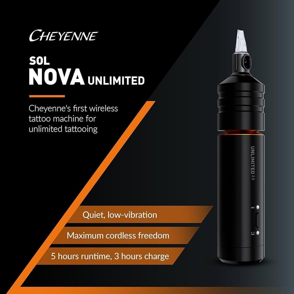 Cheyenne Sol Nova Unlimited 2.5 mm Stroke Kablosuz Dövme Makinesi Siyah Renk