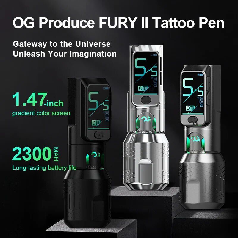 OG Produce Jason Ramos Exclusive Edition Fury Ⅱ 4.2 mm Stroke Kablosuz Dövme Makinesi Gri Renk