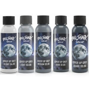 Big Shark Cover Up Grey Set by Sinner Eclipse 2 oz x 5 Gri Dövme Boyası Seti