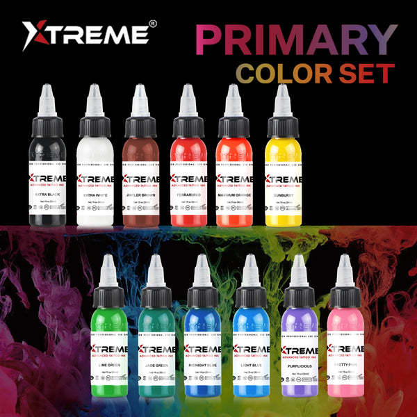 Xtreme Ink 12 Color Set 1 oz (30 ml) Basic Dövme Boyası Seti